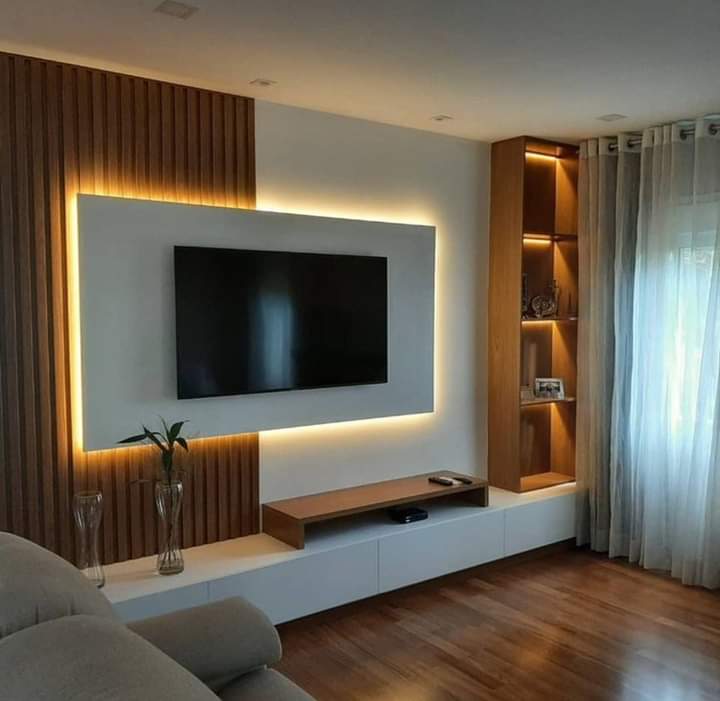 Coffee brown TV feature wall